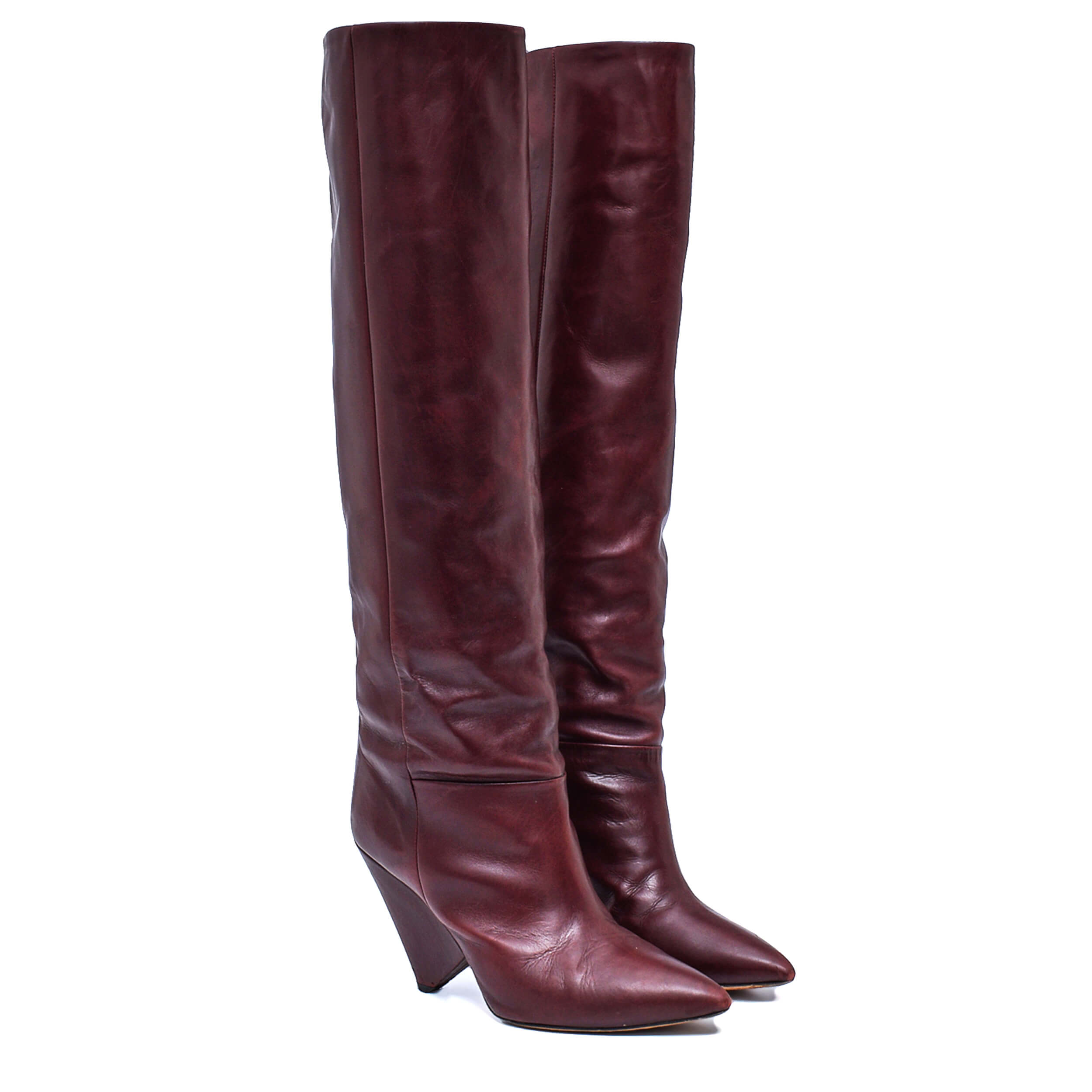 Isabel Marant - Burgundy Leather Lakita Knee Boots  / 38